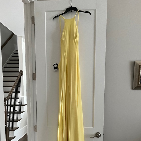 Long Formal Yellow Dress (new with tags) Spaghetti Straps, Split-Front, Backless - Picture 7 of 14